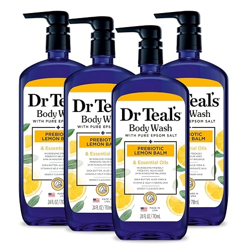 Dr Teal's Body Wash with Pure Epsom Salt, with Prebiotic Lemon Balm & Sage, 24 fl oz (Pack of 4) Beauty & Personal Care Dr Teal's