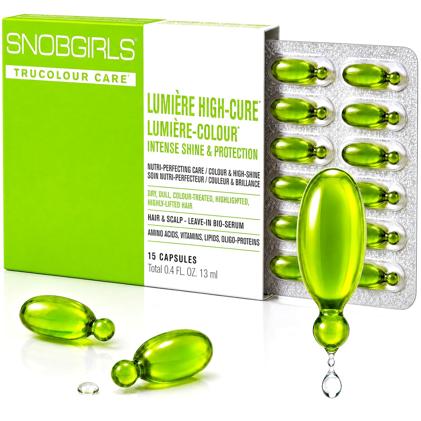 SNOB GIRLS Shine & Color Defense Hair Serum Capsules LUMIERE COLOUR. TruColour Care, Color Protection. Vegan Leave-In Serum for Gloss & Frizz Control Beauty & Personal Care SNOB GIRLS