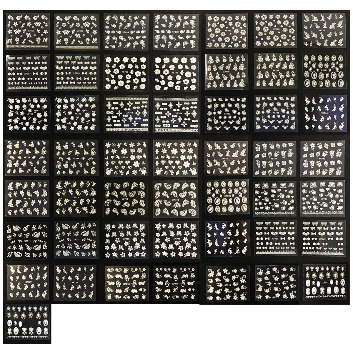 Wrapables A70194_a White with Gold Rhinestones Nail Art Stickers 3D Nail Decals (50 Sheets), Flowers, Bows, & Butterflies Nail Art Stickers (50 Beauty & Personal Care Wrapables