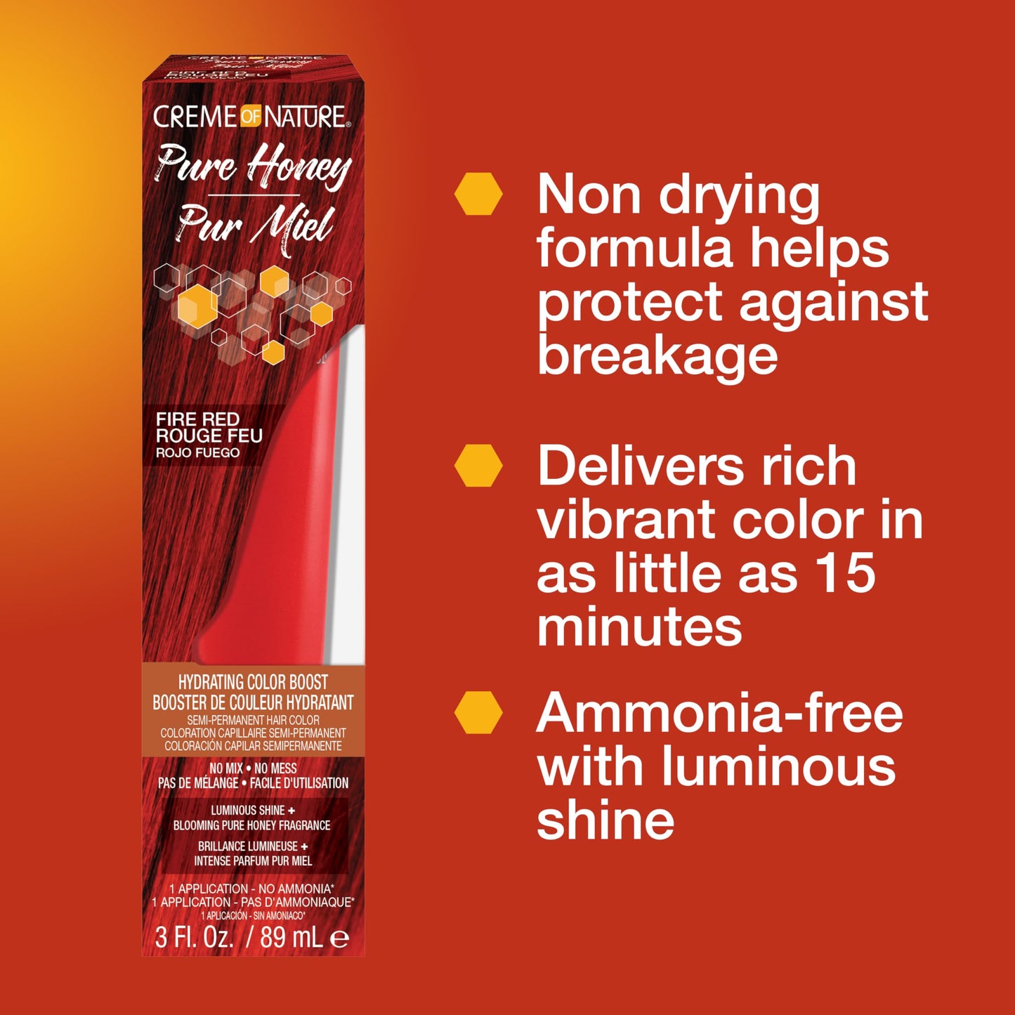 Creme of Nature Pure Honey Hydrating Color Boost Semi-Permanent Fire Red Hair Dye, 3 fl oz Beauty & Personal Care Creme of Nature