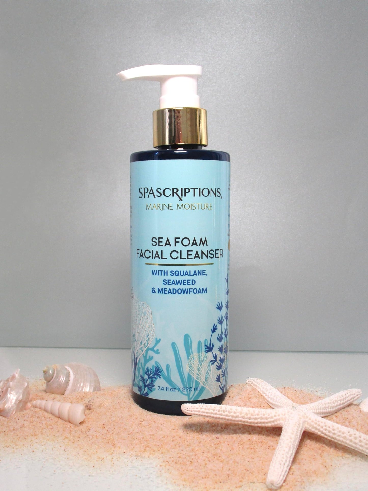 SpaScriptions Marine Moisture Sea Foam Facial Cleanser, Hydrating Foaming Face Cleanser, Purifying Daily Face Wash, Moisturizing, with Squalene Beauty & Personal Care SpaScriptions