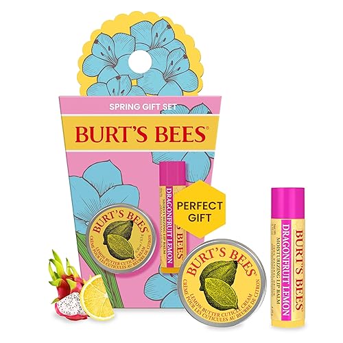 Burt's Bees Gifts Ideas - Spring Surprise Set, Dragonfruit Lemon Lip Balm and Lemon Butter Cuticle Cream, Natural Origin Lip Moisturizer Beauty & Personal Care Burt's Bees
