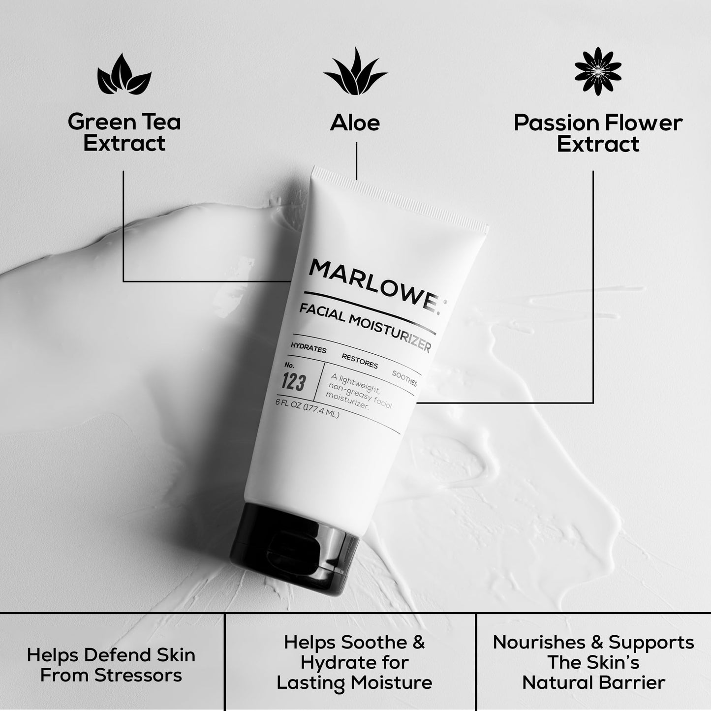 MARLOWE. No.123 Men’s Facial Moisturizer, Lightweight Daily Lotion with Aloe Vera & Green Tea for Soft, Hydrated Skin, Fresh Aloe Citron Scent Beauty & Personal Care MARLOWE.