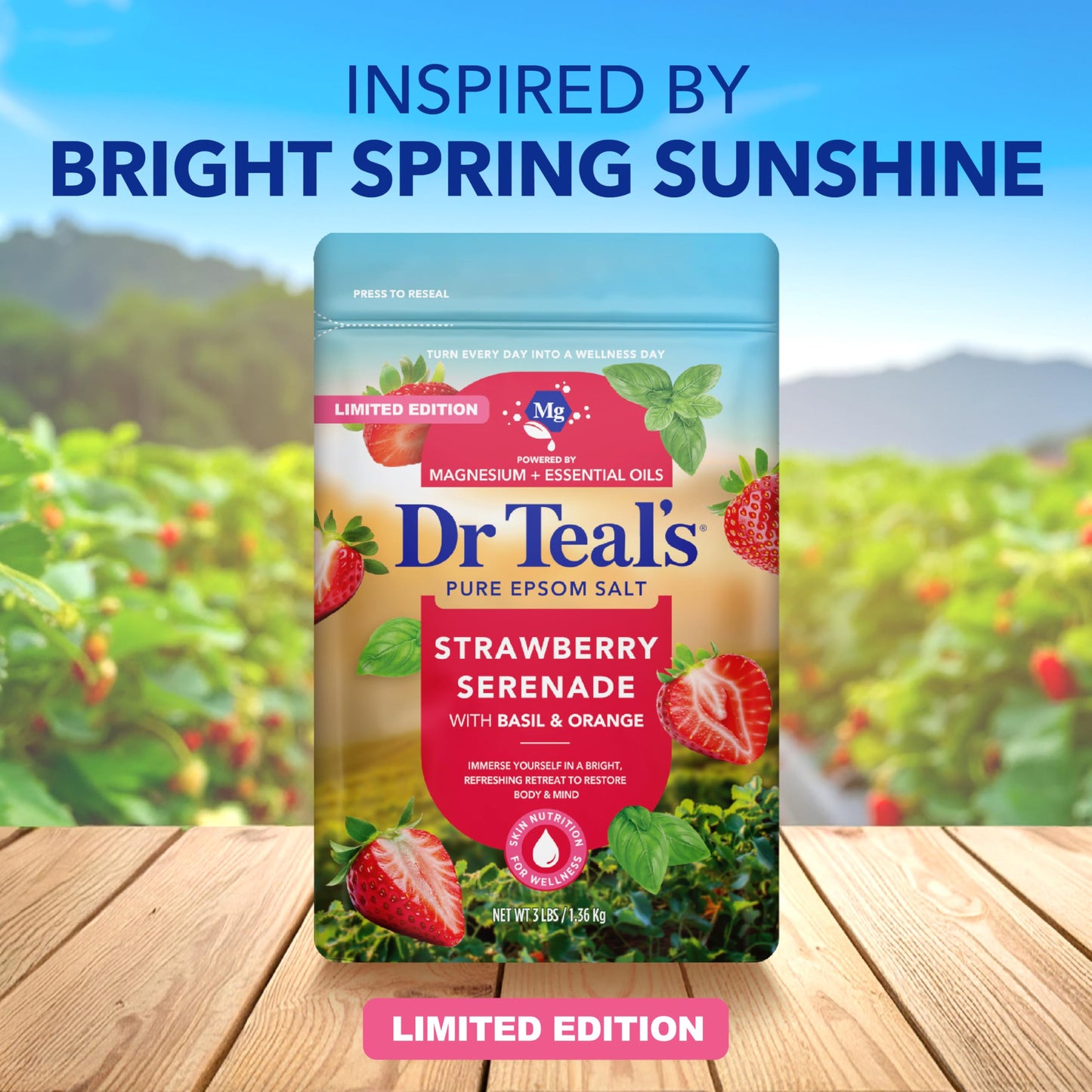 Dr Teal's Epsom Salt Magnesium Soak, Strawberry Serenade with Basil & Orange, 3 lbs Beauty and Personal Care Dr Teal's