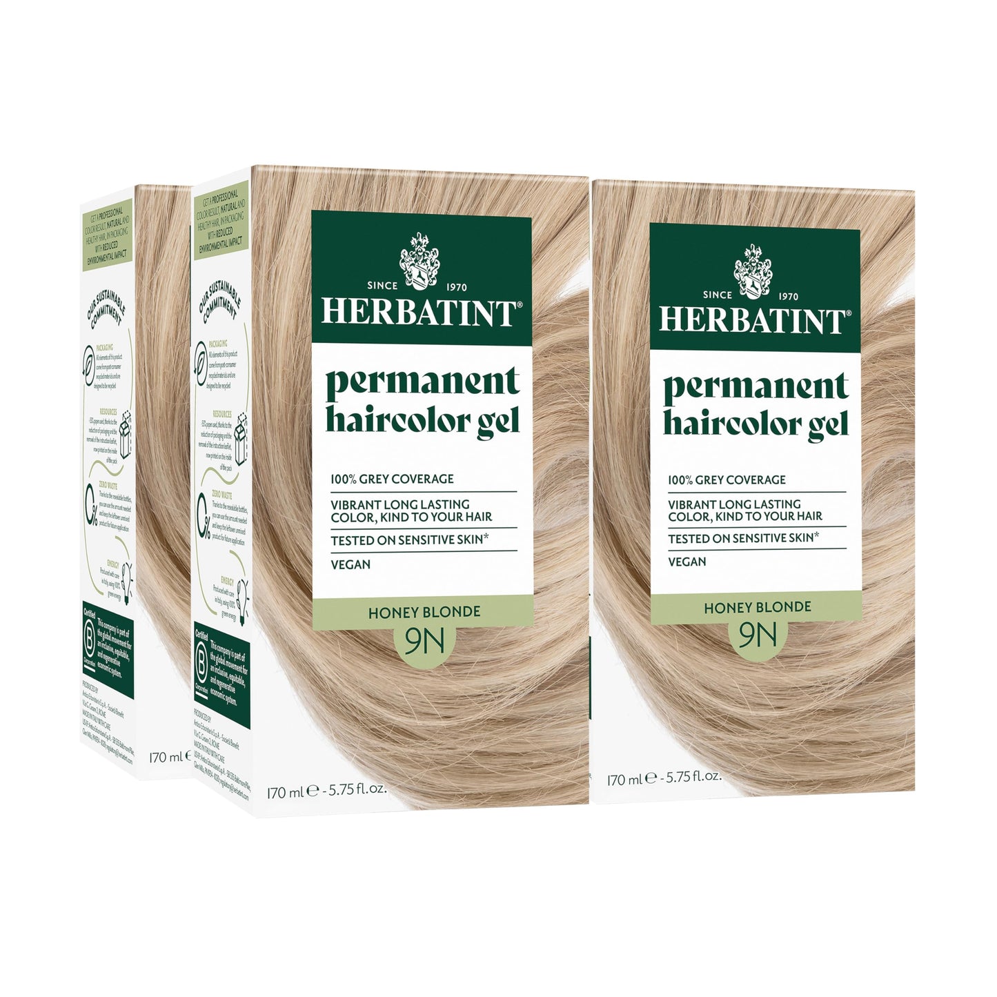 Herbatint Permanent Hair Dye - 9N Honey Blonde - For Up To 100% Gray Coverage of Resistant Gray Hair - Ammonia-Free, Alcohol-Free & Vegan - Salon Beauty & Personal Care Herbatint