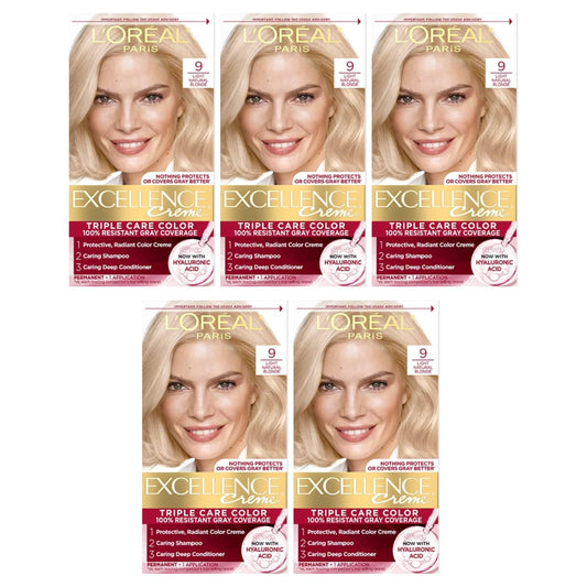L'Oreal Paris Excellence Creme Haircolor, Light Natural Blonde [9] 1 ea (Pack of 5)
