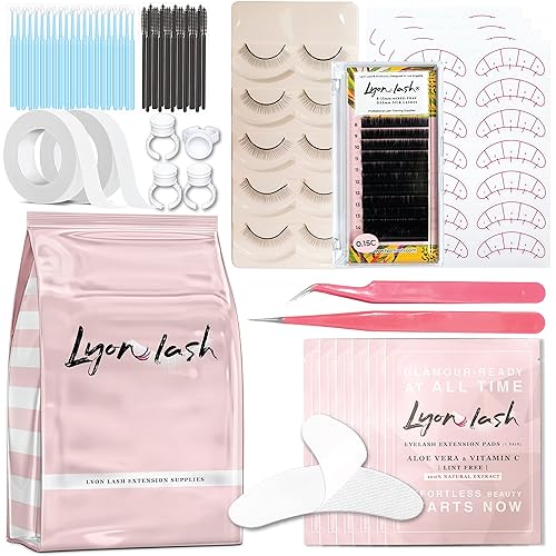 Lyon Lash Eyelash Extension Supplies 4x100 Packs - 100 Pairs Under Eye Gel Pads | 100 Disposable Mascara Brushes Wands | 100 Micro Applicators Brush | Beauty & Personal Care Lyon lash
