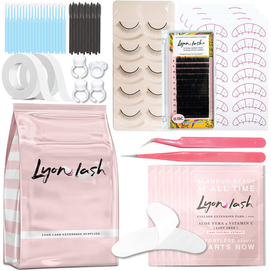 Lyon Lash Eyelash Extension Supplies 4x100 Packs - 100 Pairs Under Eye Gel Pads | 100 Disposable Mascara Brushes Wands | 100 Micro Applicators Brush | Beauty & Personal Care Lyon lash