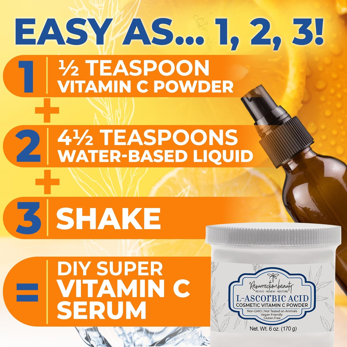 100% Pure L-Ascorbic Acid (Cosmetic Vitamin C Powder for Face) to Make Your Own Premium Beauty Serum, Skincare Mask Treatment, Hyaluronic Serums Beauty & Personal Care RESURRECTIONbeauty