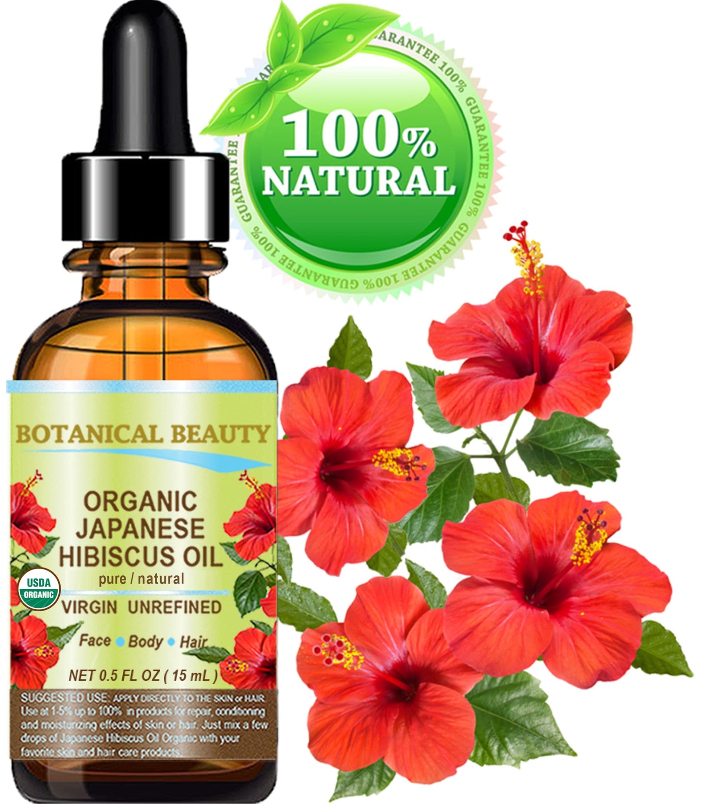 Botanical Beauty Organic HIBISCUS OIL (Hibiscus Sabdariffa) JAPANESE 100 Pure Natural VIRGIN UNREFINED COLD PRESSED Anti Aging, Vitamin E Oil Beauty & Personal Care Botanical Beauty