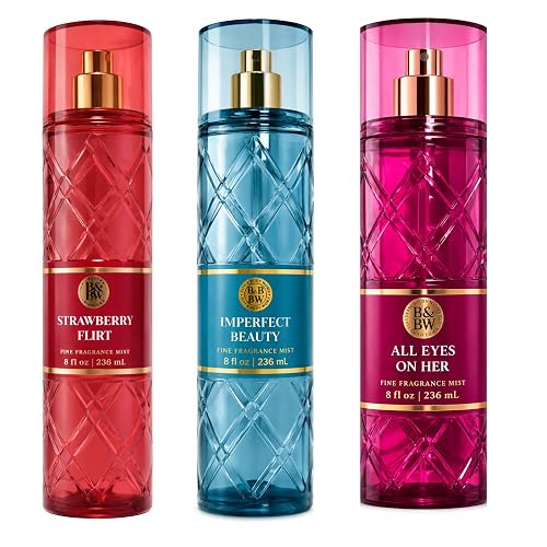 Bath & Body Works Fine Fragrance Mist Trio 3-Pack Imperfect Beauty + All Eyes On Her + Strawberry Flirt 8 oz Each Body Spray Set Beauty & Personal Care Bath & Body Works