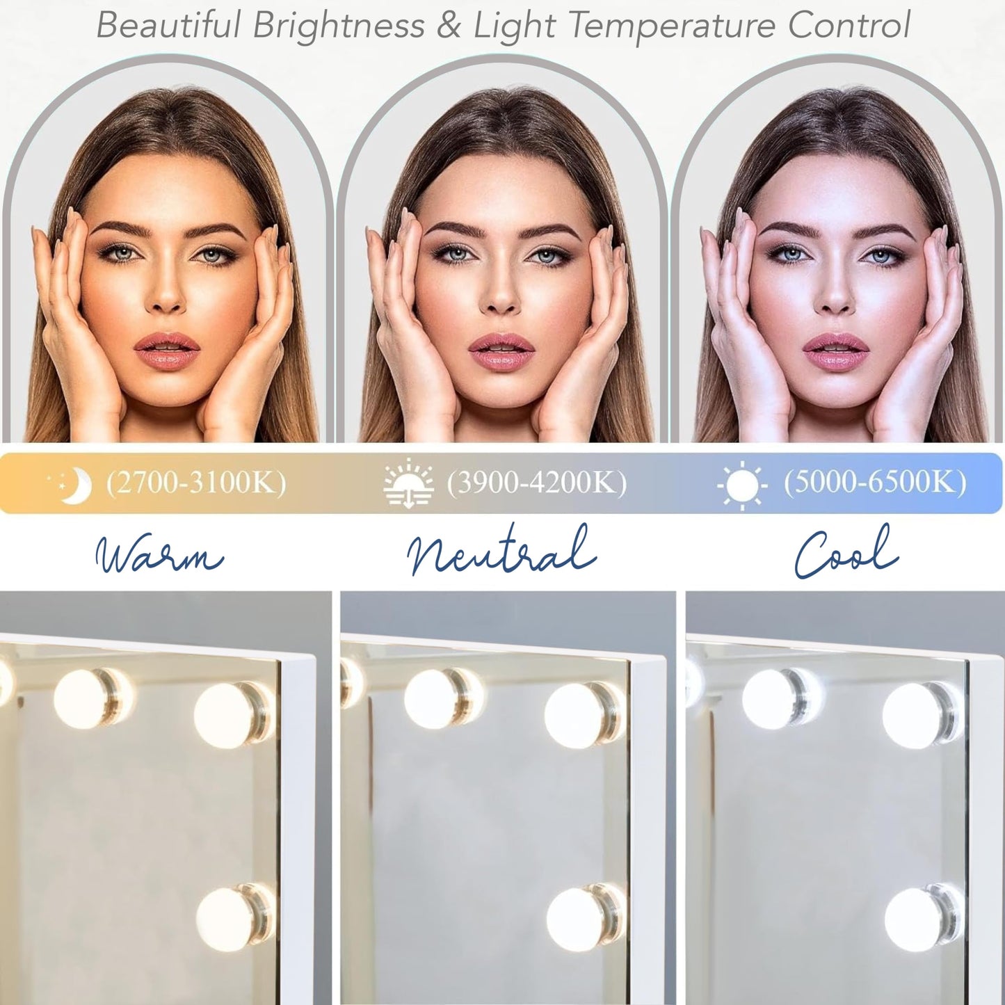Prinz Lightup Vanity Mirror with 18 LED Lights, 25" Hollywood Makeup Mirror for Bedroom or Dressing Room, Tabletop, White Beauty & Personal Care Prinz