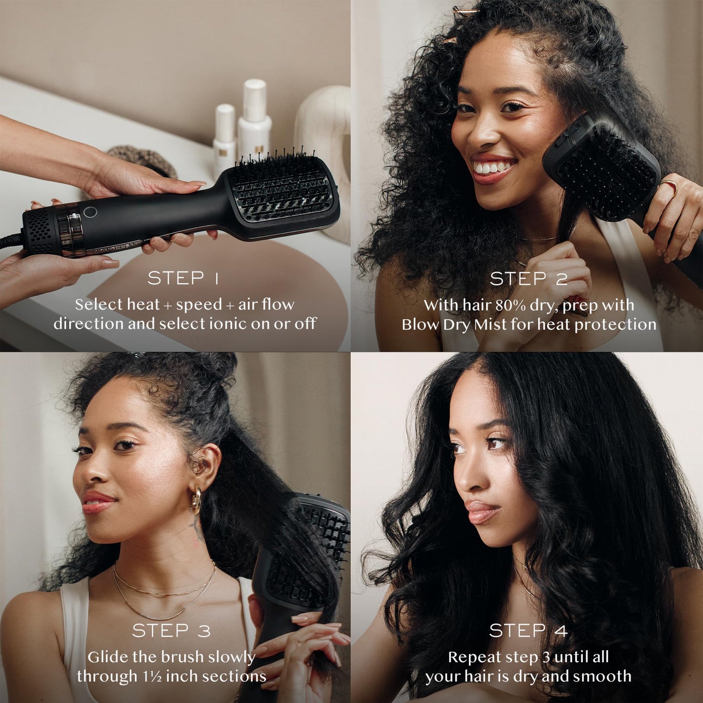 Kristin Ess Hair Volumizing Blow Dryer Brush - Blowout + Hair Straightening Brush - Ceramic + Ionic - Dry, Smooth + Volumize Hair - Flat Padel Base Beauty & Personal Care Kristin Ess