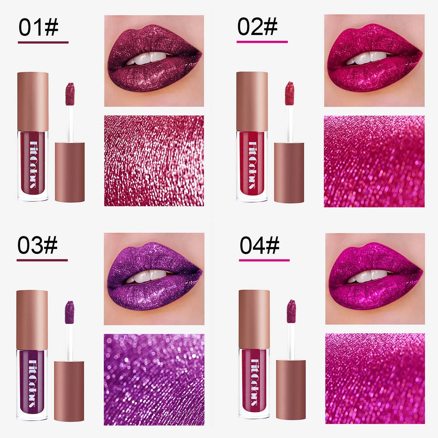 SUMEITANG 4 Color Liquid Glitter Lipstick Set?Diamond Sparkle Glosses, Popular Shimmer Shades, Matte-to-Glitter Finish, Long-Lasting & Waterproof Beauty & Personal Care ZEVNI