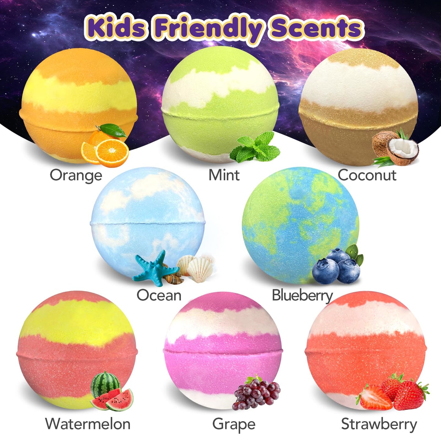 Bath Bombs for Kids with Toys Inside, 8 Light up Bath Bomb of Solar System Set, Planet Bath Bomb with Surprise Inside, Kid-Friendly Bubble Bath Beauty and Personal Care Lisotera