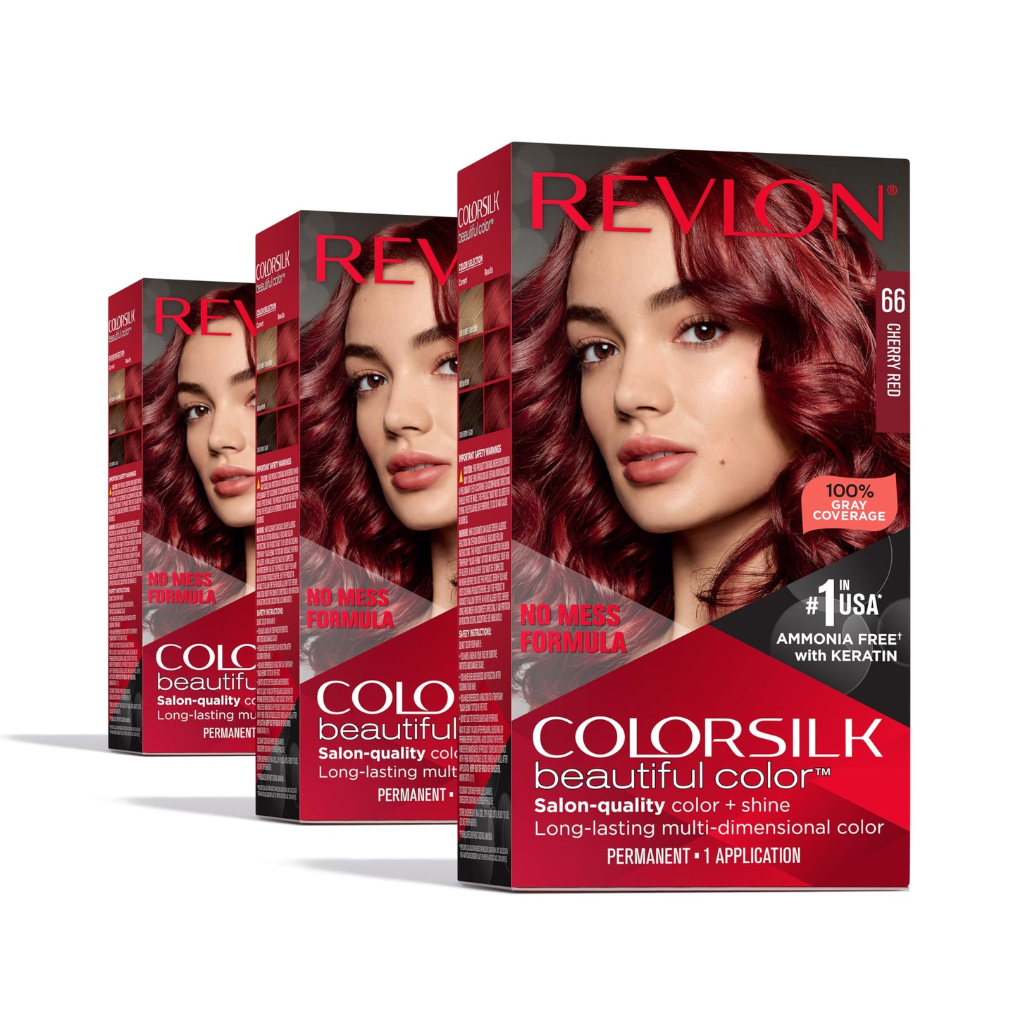 Revlon Colorsilk Beautiful Color Permanent Hair Color, (OLD VERSION) 66 Cherry Red (Pack of 3) Beauty & Personal Care REVLON