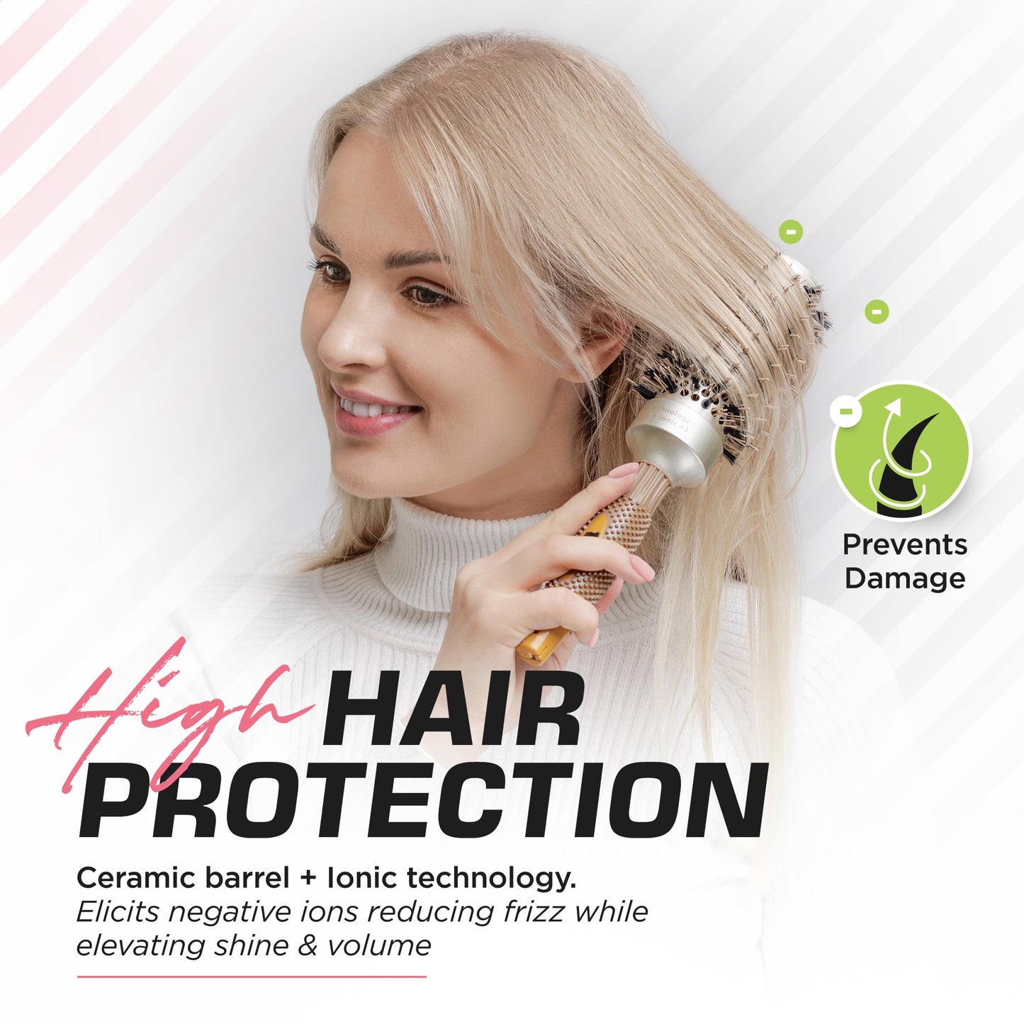 Fagaci Professional Round Brush with Natural Boar Bristle for Blow Drying, Nano Technology Ceramic + Ionic for Voluminous Healthy Hair Styling | Beauty & Personal Care Fagaci