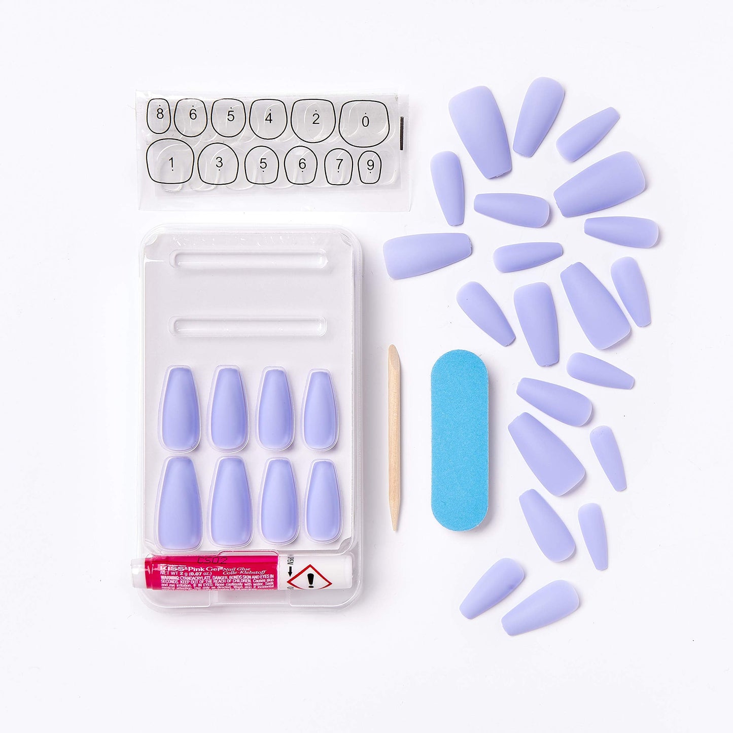 KISS Gel Fantasy Ready-to-Wear Press-On Sculpted Gel Nails, “Night After”, Long, Purple, High Arch Nail Kit with Pink Nail Glue, Manicure Stick, Mini Beauty & Personal Care KISS