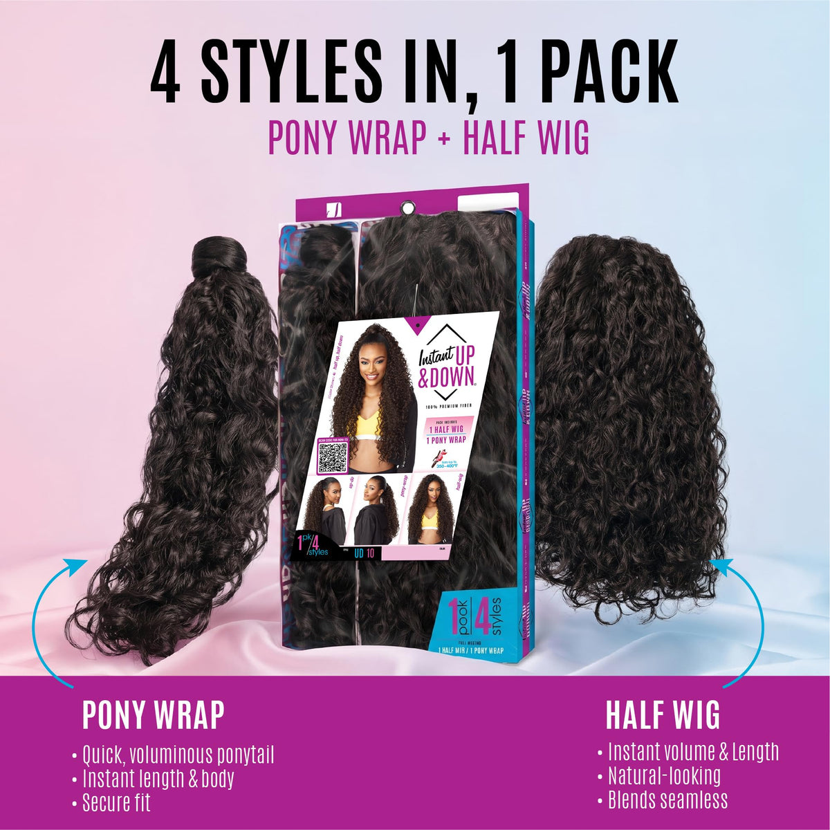 Sensationnel Instant Updown Halfwig Pony-Iud 10, 2 DARKBROWN