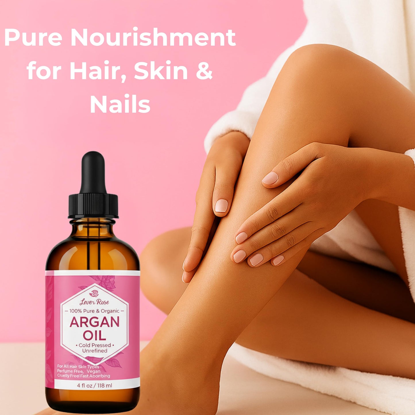 Leven Rose Organic Argan Oil for Hair, Face and Skin - 4 oz 100% Pure Moroccan Cold-Pressed Organic Beauty & Personal Care Leven Rose