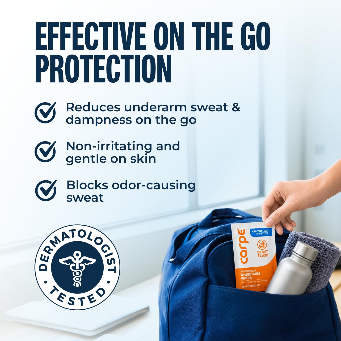 Carpe Antiperspirant Underarm Wipes for Sweat Blocking, Deodorizing, and Cleansing When You’re On the Move - 15 Residue Free, Individually Wrapped Beauty and Personal Care Carpe
