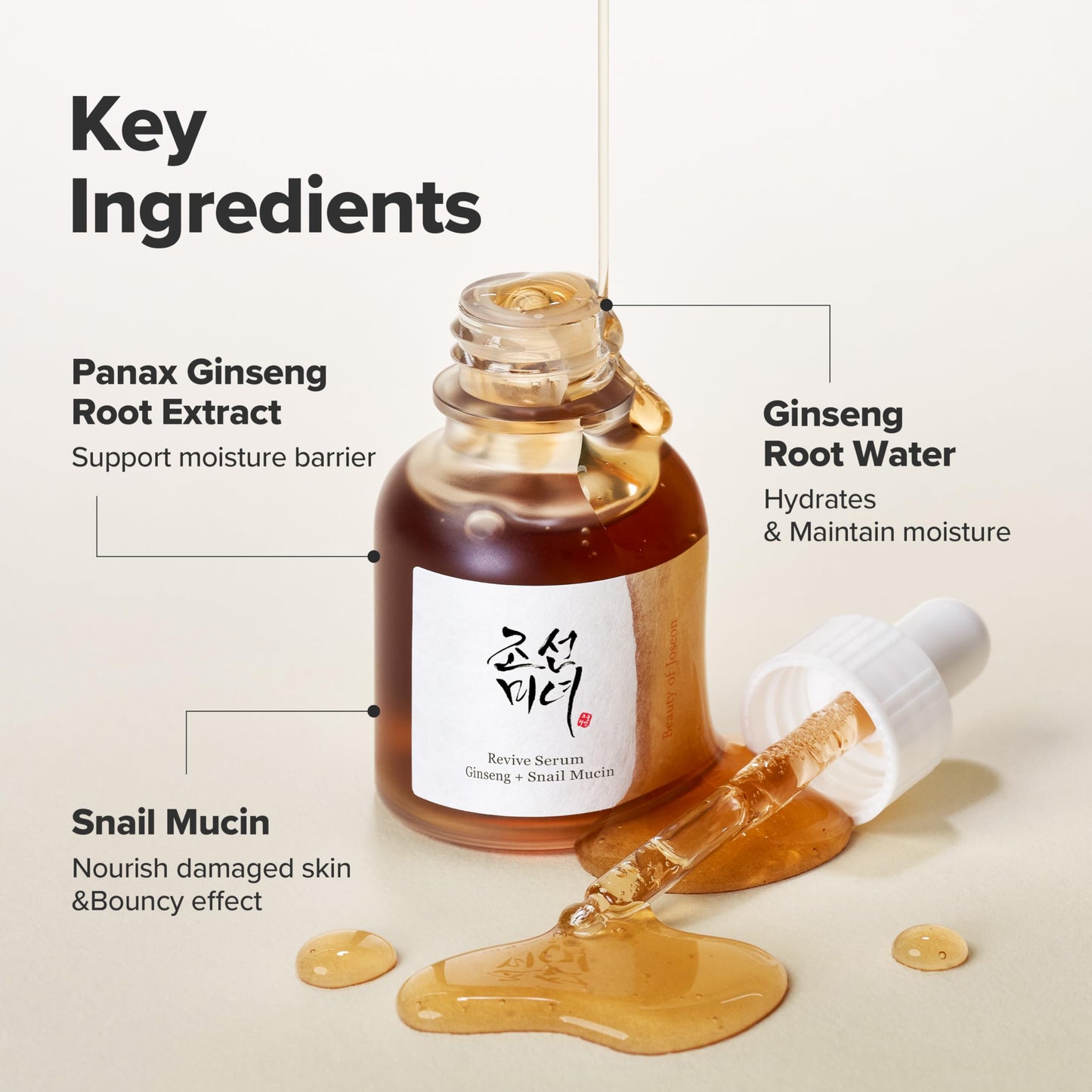 Beauty of Joseon Revive Snail Mucin Ginseng Serum Hydrating Peptide Facial Moisturizer Dark Spot Acne Scar Remover for Sensitive Face. Korean Skin Beauty and Personal Care Beauty of Joseon