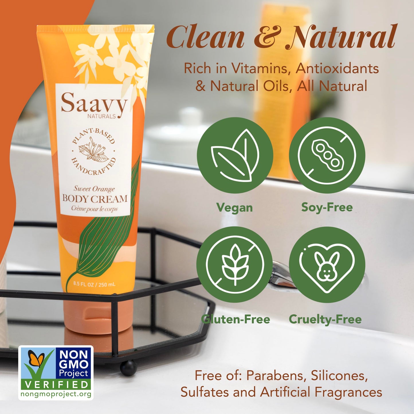 Saavy Naturals Deeply Hydrating Body Cream for Dry Skin - Nourishing Shea Butter, Plant-Based & Sustainably Sourced - Sweet Orange - 8.5 fl oz, 2 pack Beauty & Personal Care Saavy Naturals