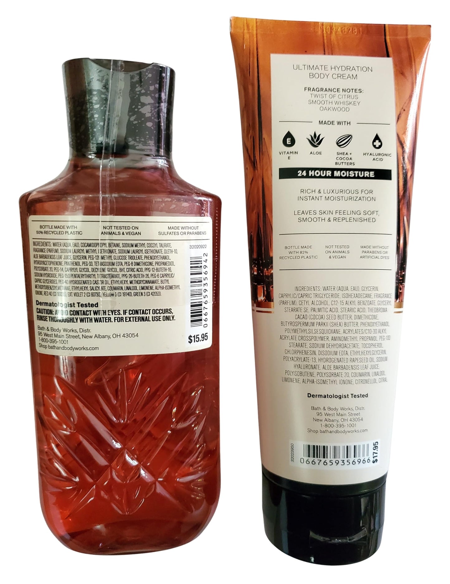 Bath & Body Works Men's Whiskey Toast Ultimate Hydration Body Cream and 3-in-1 Body and Face Wash 2 Piece Set Beauty & Personal Care Bath & Body Works