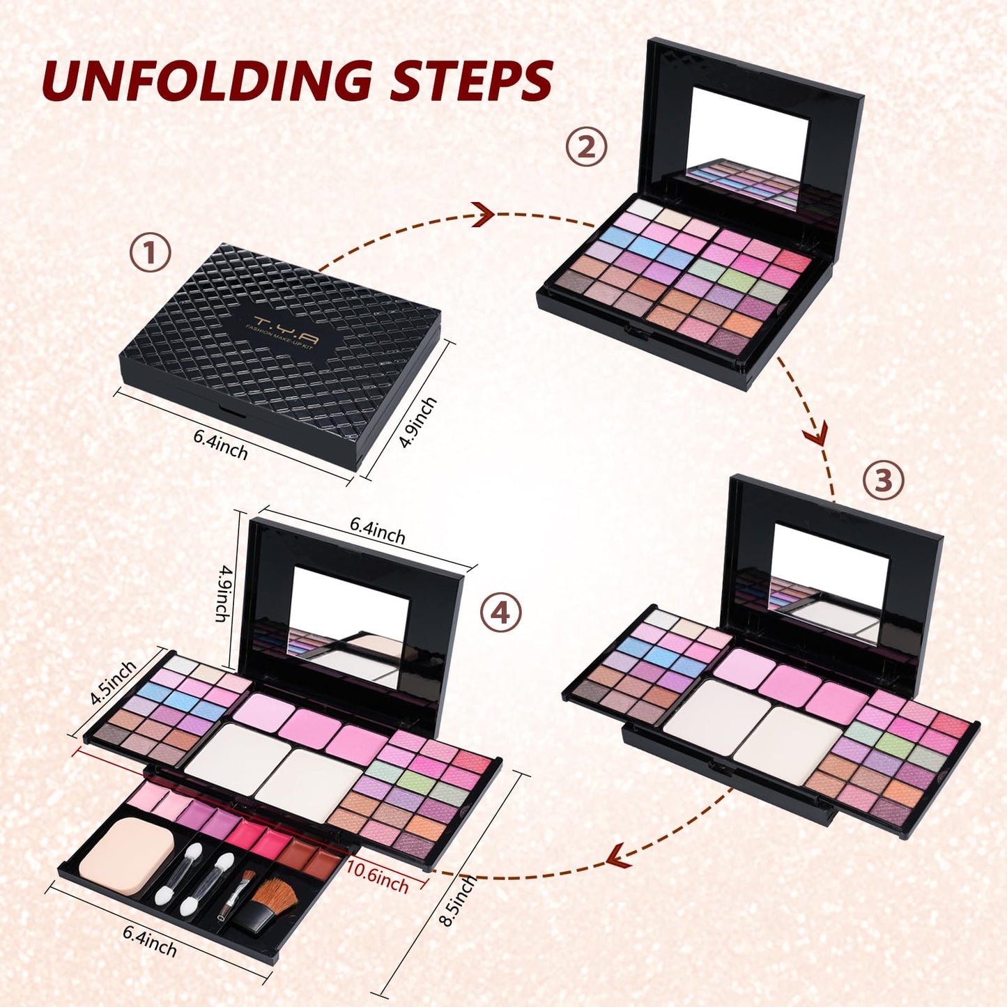 Makeup Kit Eyeshadow Palette for Women Full Gift Kit Girl Kids 49 Colors Makeup Set Combination Eyeshadow Palette with 12pcs Makeup Brushes Beauty & Personal Care KAVCENT