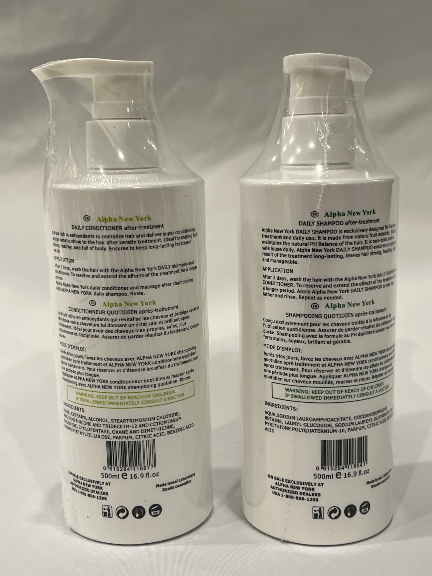 Daily keratin Shampoo & Conditioner hair repair Set by Alpha New York 500ml Beauty & Personal Care ALPHA NEW YORK