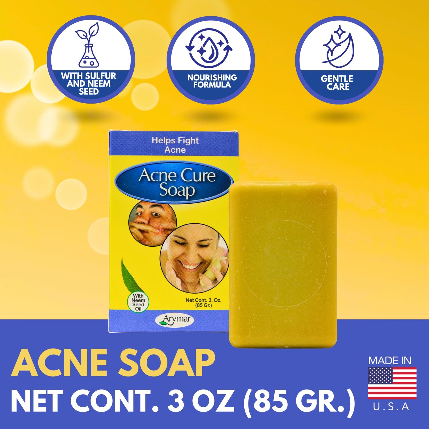 Arymar Acne Soap - Deep Cleansing Facial Soap for Clear Skin - 3 oz (85 gr) - For Cleaner, Fresher Skin Beauty & Personal Care Arymar