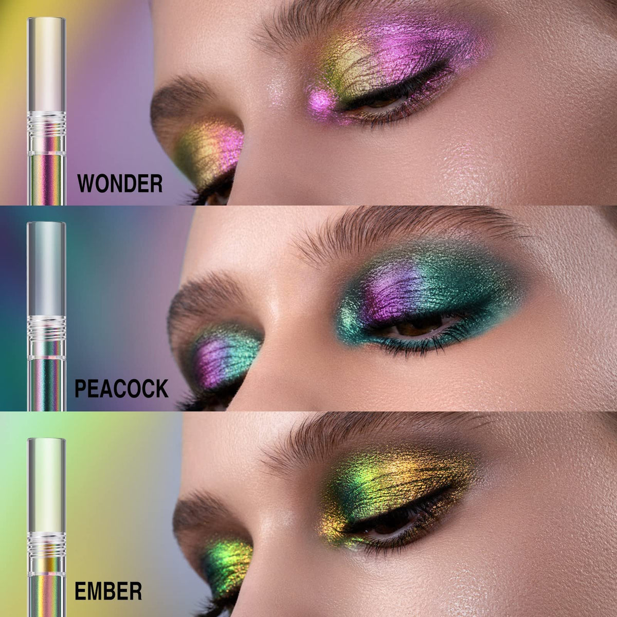 BIOKUSY 3 Colors Metallic Liquid Chameleon Eyeshadow, Multi-Dimensional Eye Looks, Long-lasting Holographic Glitter Multichrome Eyeshadows Makeup Beauty & Personal Care BIOKUSY