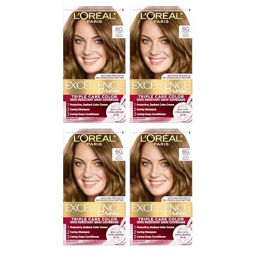 L'Oreal Paris Excellence Creme Triple Protection Hair Color -Light Golden Brown [6G] Pack of 4 Beauty & Personal Care L'Oreal Paris
