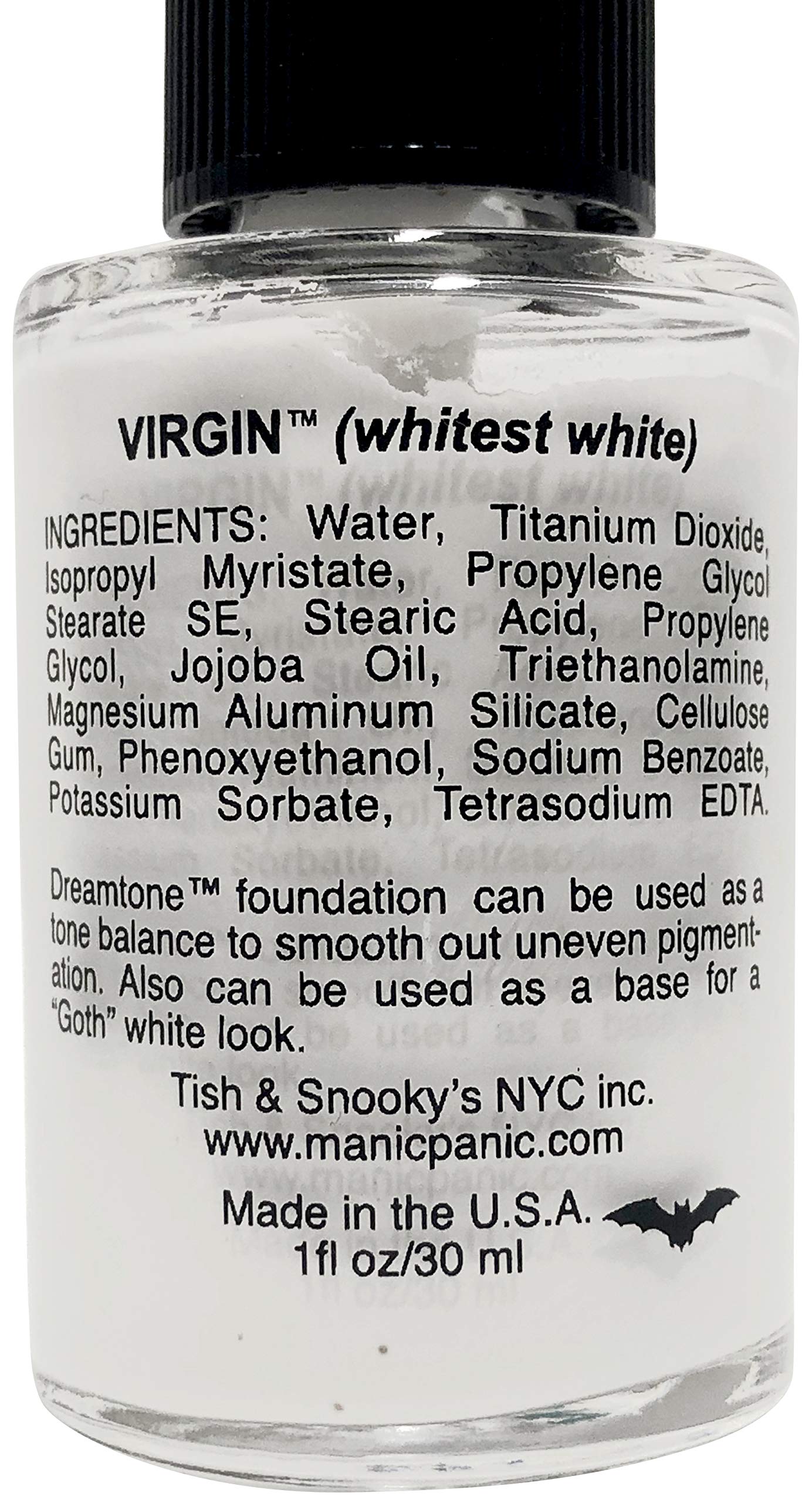 MANIC PANIC Dreamtone White Foundation for Goth Makeup - Oil-Free, Full Coverage Liquid Foundation & Skin Toner - White Base for Gothic Makeup Beauty & Personal Care MANIC PANIC