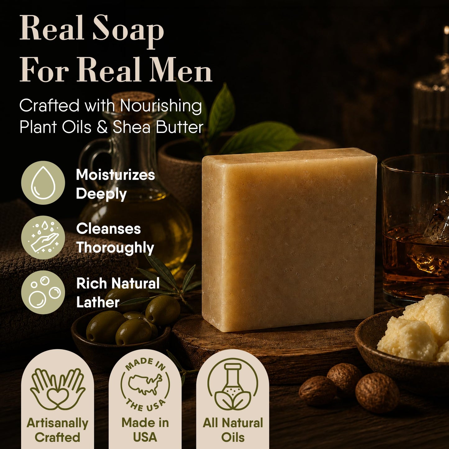 360Feel Bay Rum Bar Soap - Made in the USA - Castile Handmade, All-Natural, Cold-Processed - Bay Rum Essential Oil - Moisturizing with a Spicy Scent Beauty & Personal Care 360Feel