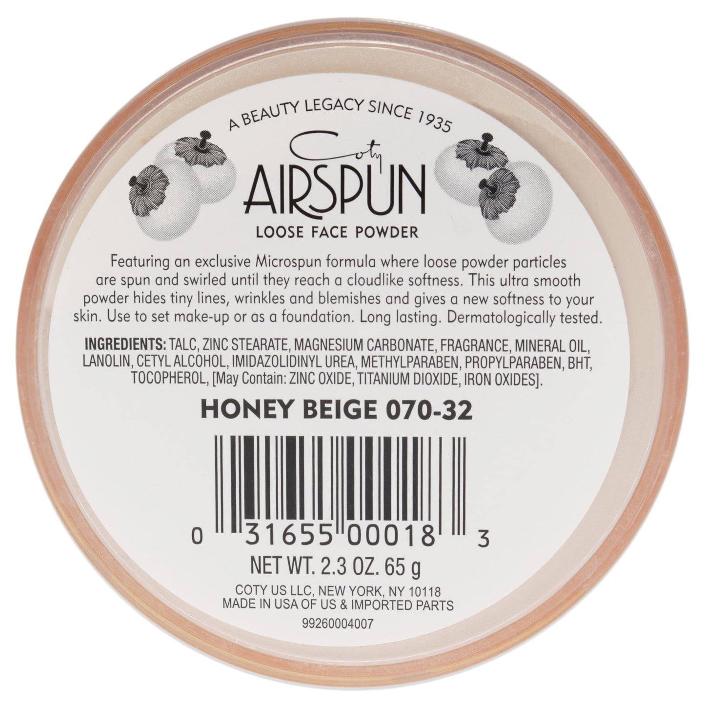 Coty Airspun Loose Face Powder 2.3 Ounce Honey Beige Light Peach Tone Loose Face Powder, for Setting or Foundation, Lightweight, Long Lasting, Pack Beauty & Personal Care Airspun