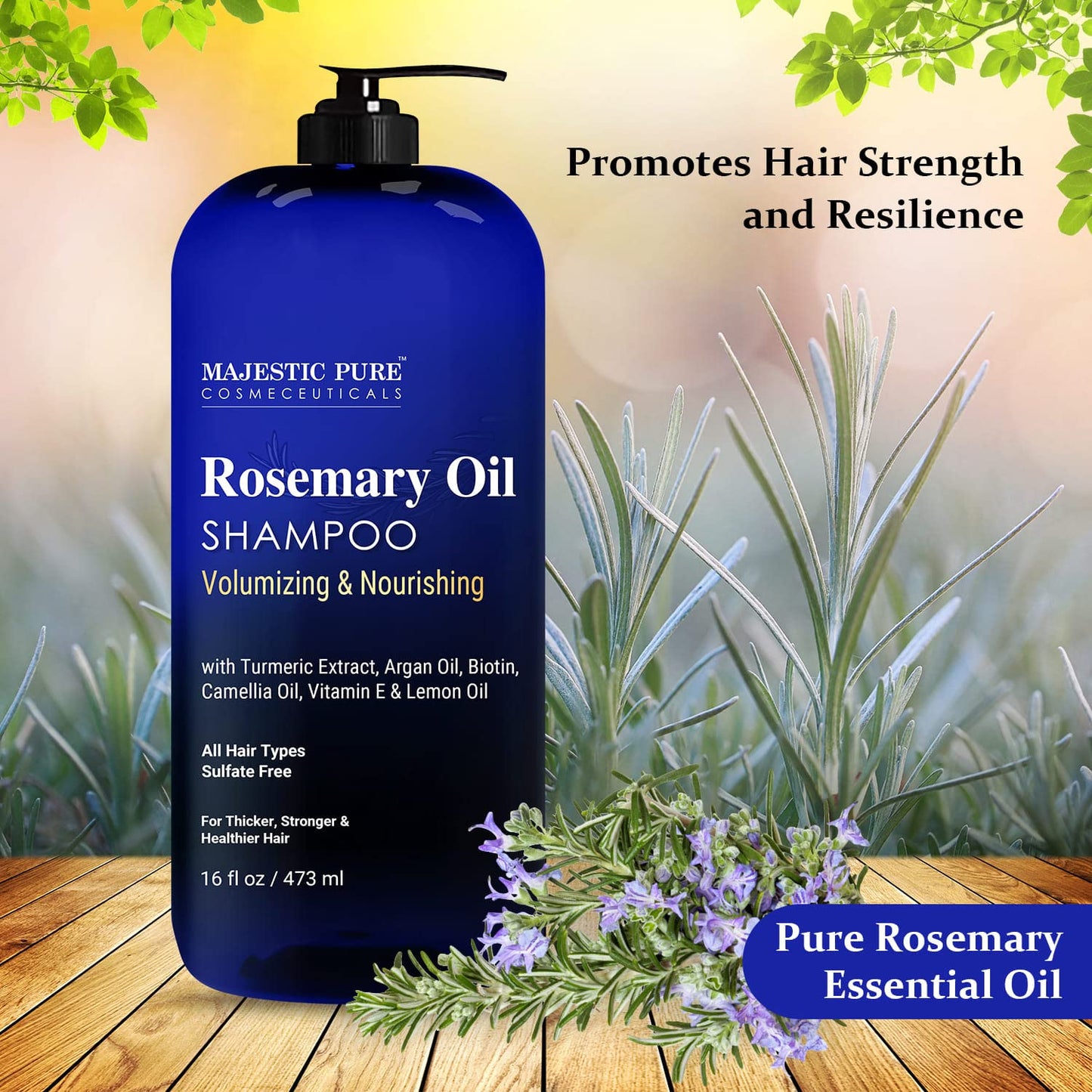 Majestic Pure Rosemary Oil Shampoo for Hair Growth - Volumizing & Nourishing Shampoo - with Vitamin E & Argan Oil - Sulfate Free, for Men & Women - 16 Beauty & Personal Care Majestic Pure