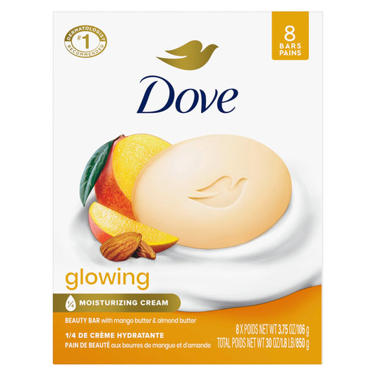 Dove Beauty Bar Soap Glowing Mango & Almond Butters, 8 Bars for Radiant Skin, Illuminates Skin 3.75 oz Beauty & Personal Care Dove