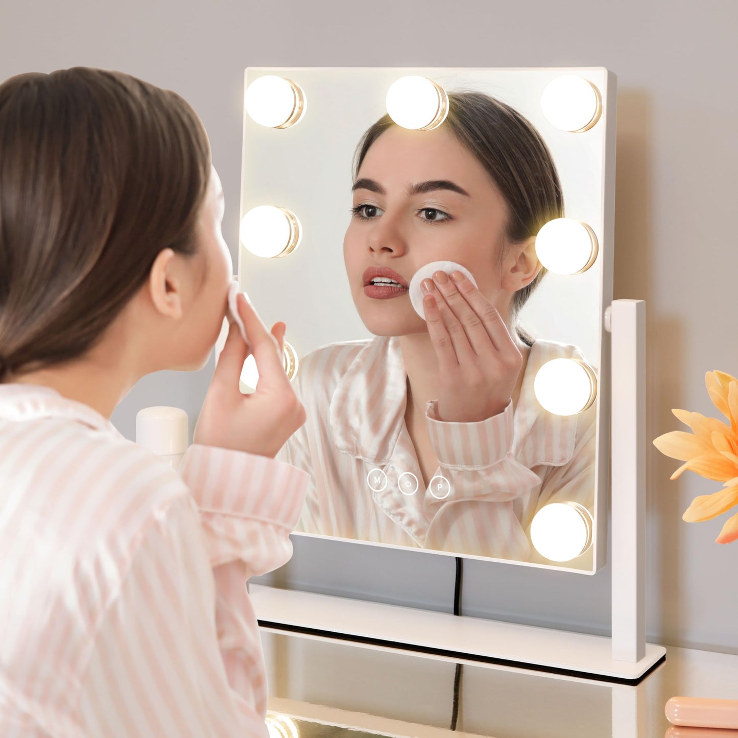 Vanity Mirror with Lights,Lighted Vanity Mirror with 9 Dimmable Bulbs for Dressing Room & Bedroom,3 Color Lighting,Modes Detachable 10x Magnification Beauty & Personal Care Kotdning