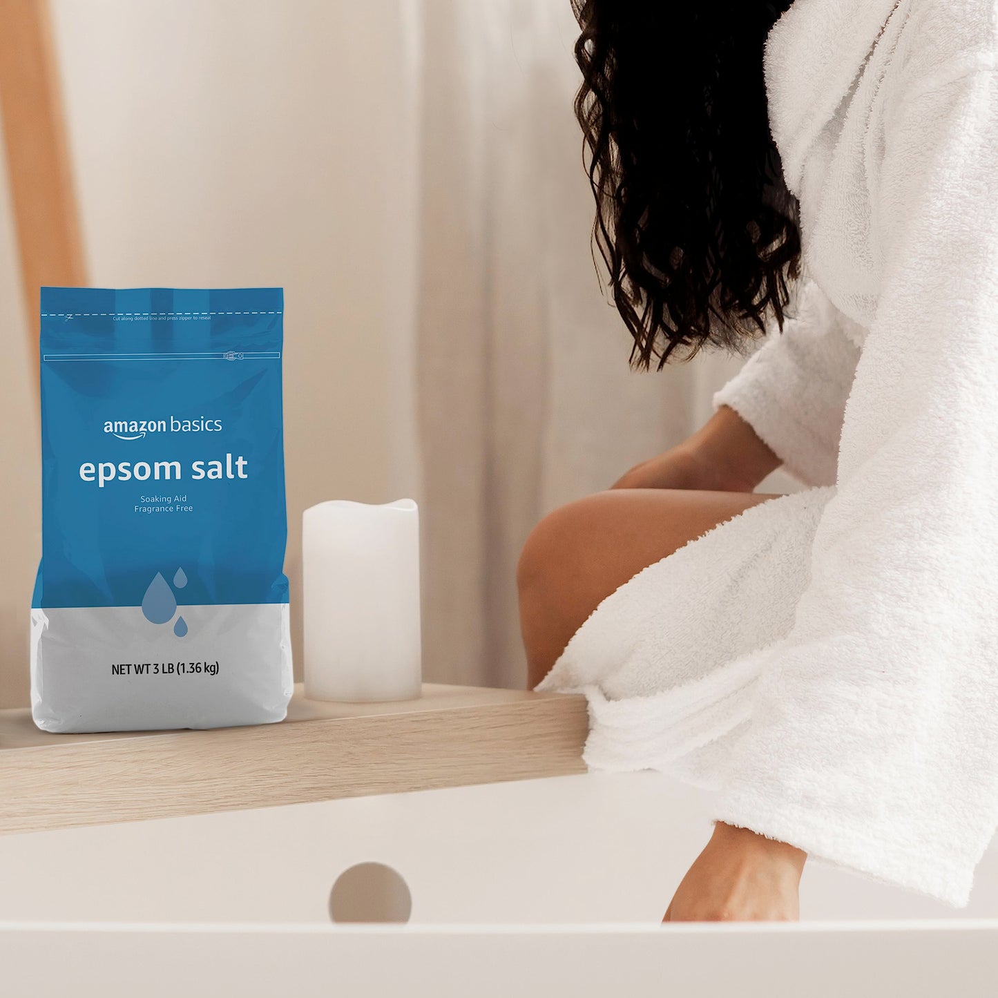 Amazon Basics Epsom Salt Soak, Unscented, Magnesium Sulfate USP, Muscle and Feet Relaxation, Resealable Bag, 3 Pound Beauty and Personal Care Amazon Basics