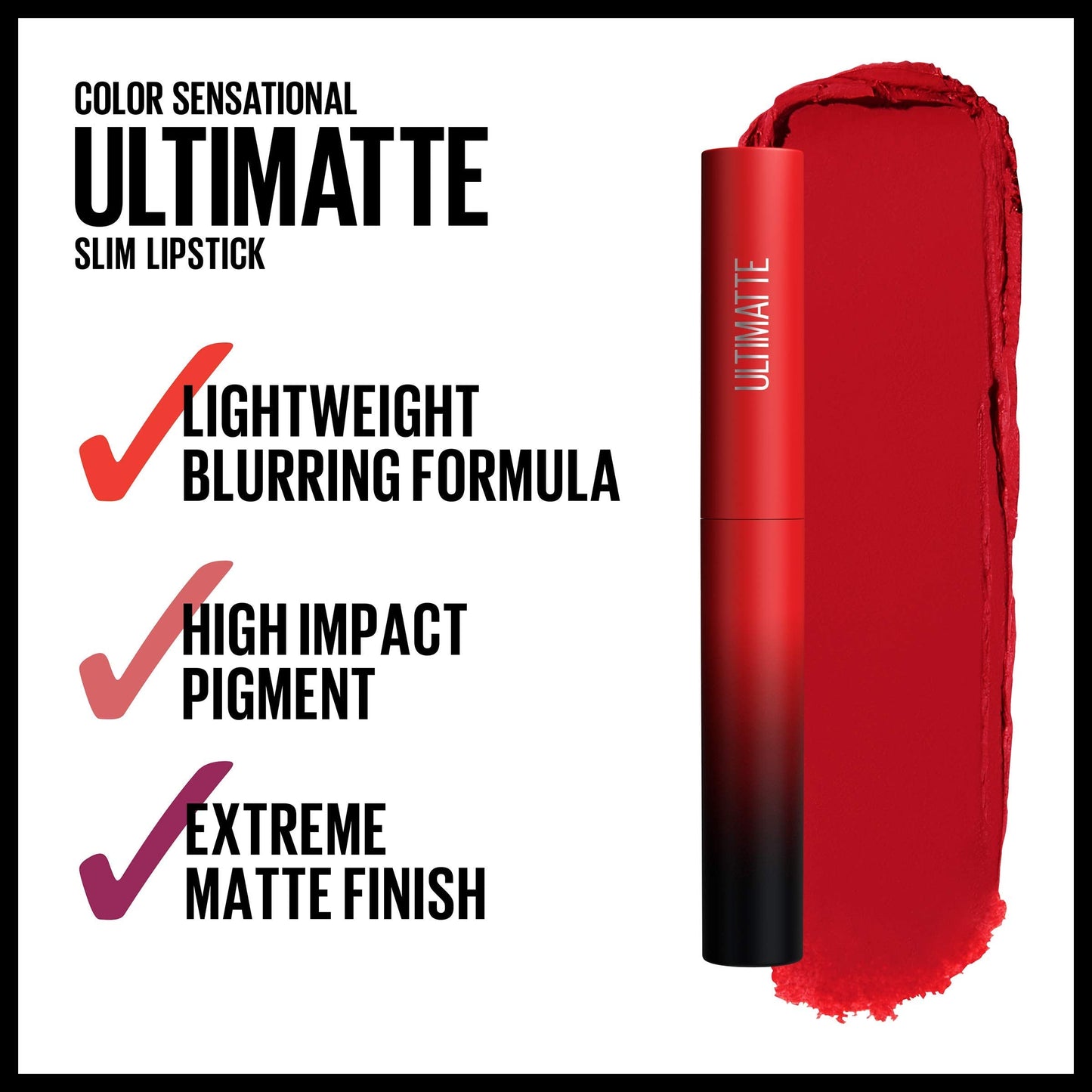 Maybelline Color Sensational Ultimatte Matte Lipstick, Non-Drying, Intense Color Pigment, More Ruby, Ruby Red, 1 Count Beauty & Personal Care MAYBELLINE
