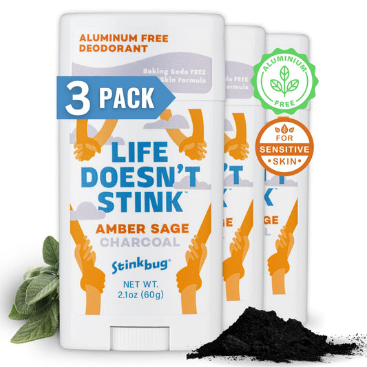 Stinkbug Naturals Organic Aluminum Free Deodorant Stick with Amber Sage, Coconut Oil and Activated Charcoal, Paraben Free, Sensitive Skin Deodorant Beauty and Personal Care Stinkbug