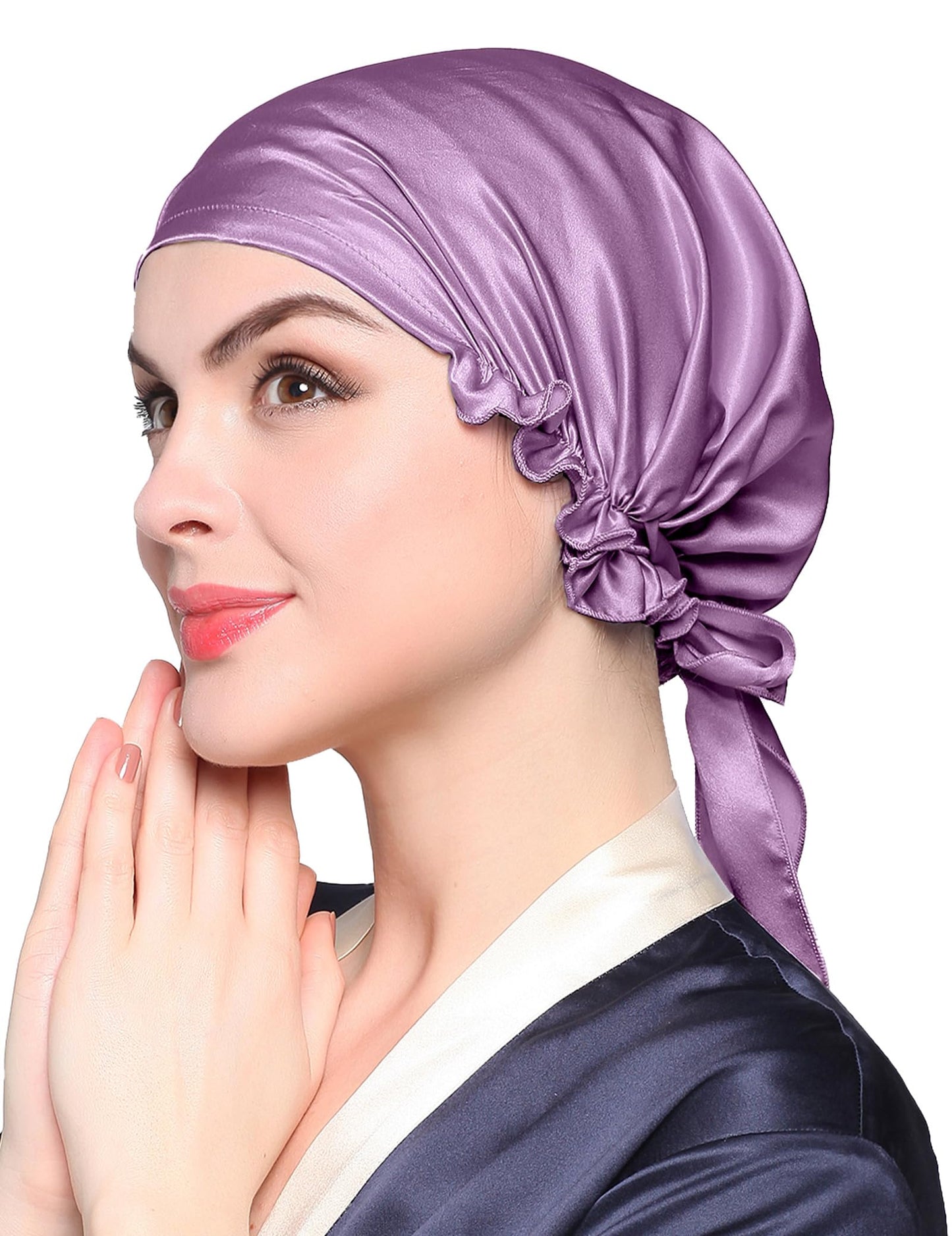 LilySilk Silk Bonnet for Sleeping Womens Sleep Cap 100% 19MM Mulberry Silk for Long Curly Hair Adjustable Stretchy Lavender Beauty and Personal Care LilySilk