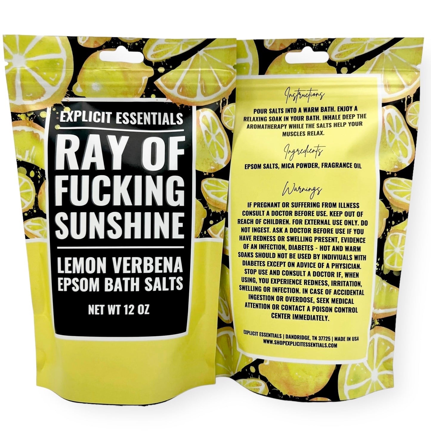 Explicit Essentials Lemon Verbena Epsom Bath Salts, 12 oz Beauty and Personal Care Explicit Essentials