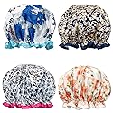 Wrapables® Stylish Double Layer Waterproof Shower Caps (Set of 4), Majestic Floral Beauty & Personal Care Wrapables