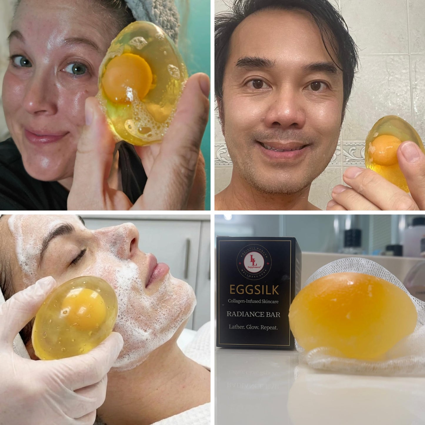 L & L Supplement EggSilk Egg Soap Radiance Bar with Yolk Extract | For Smooth, Glowing Skin | Gentle for Face & Body, All Skin Types | Sulfate-Free Beauty & Personal Care L & L Supplement
