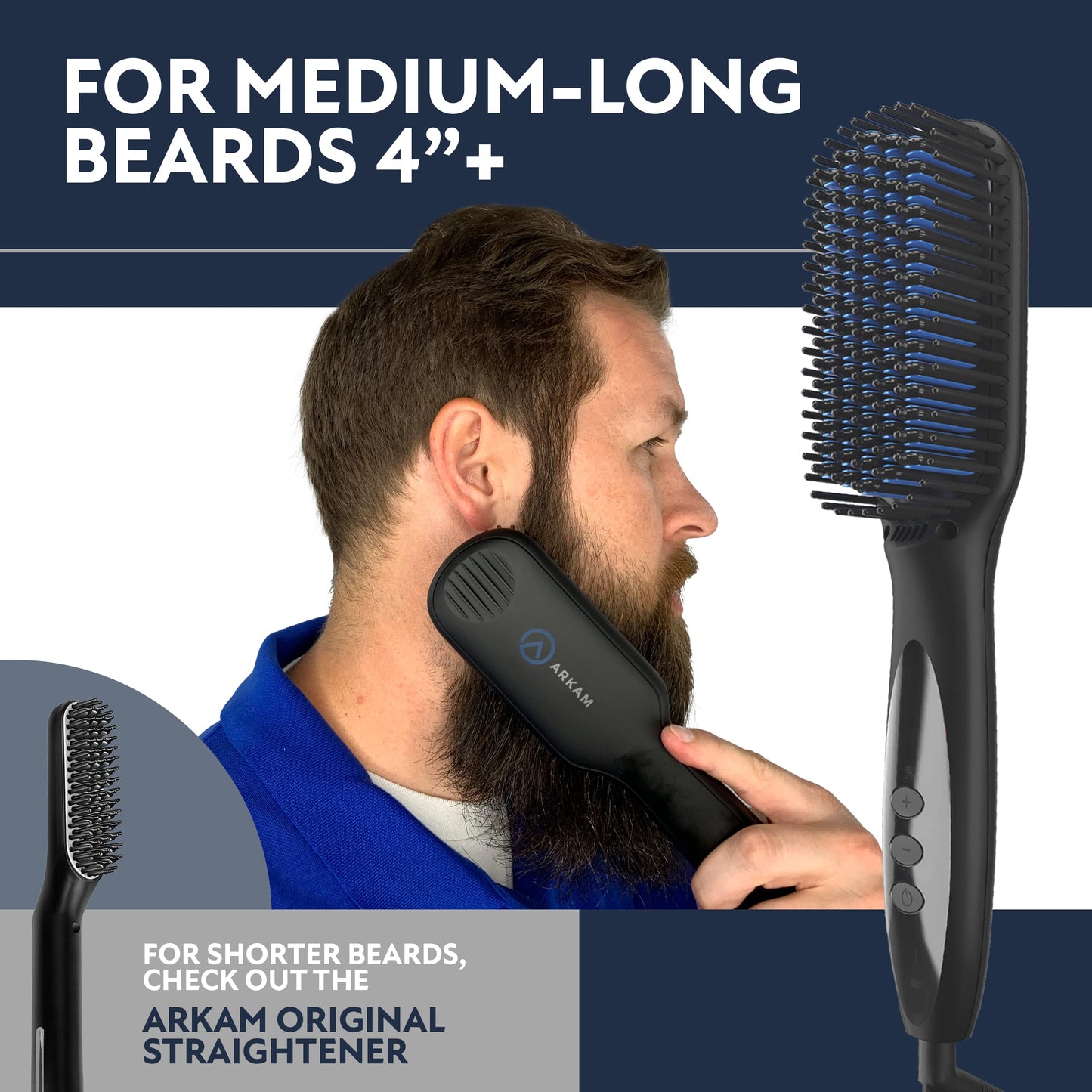 Arkam Beard Straightener for Men -Premium Heated Beard Brush Kit w/Anti-Scald Feature, Dual Action Hair Comb and Hard Shell Travel Case for Medium Beauty and Personal Care Arkam
