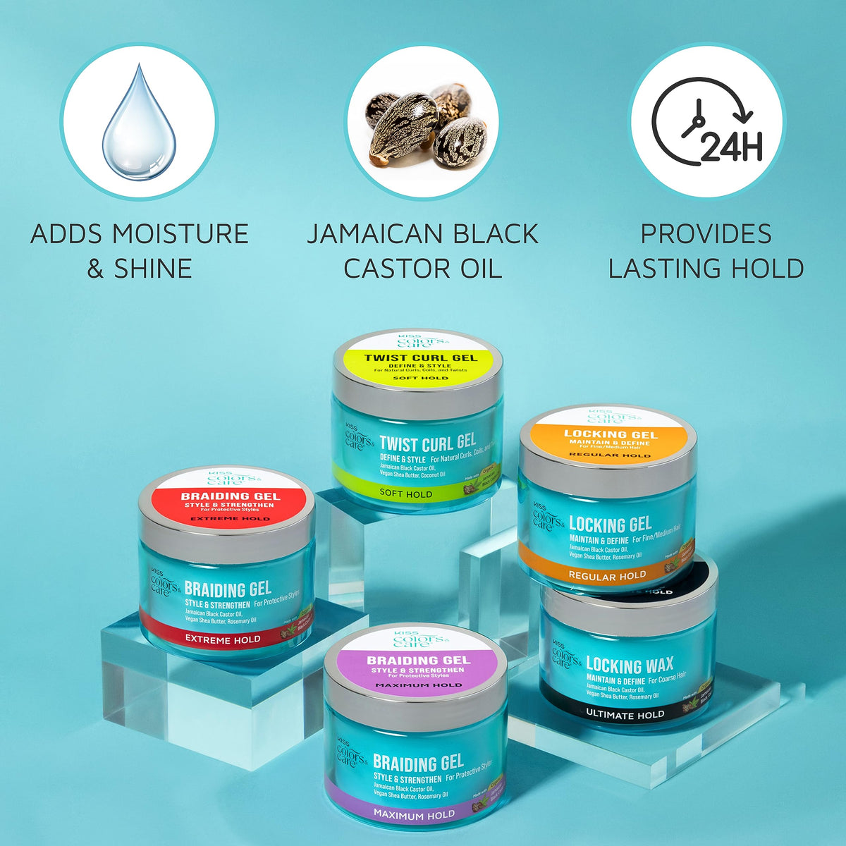 KISS Colors & Care Twist Curl Gel – 6 oz, Flexible Hold for Twists, Moisturizing, Promotes Hair Growth, Lightweight with Organic Jamaican Black Castor Oil Beauty & Personal Care KISS COLORS & CARE