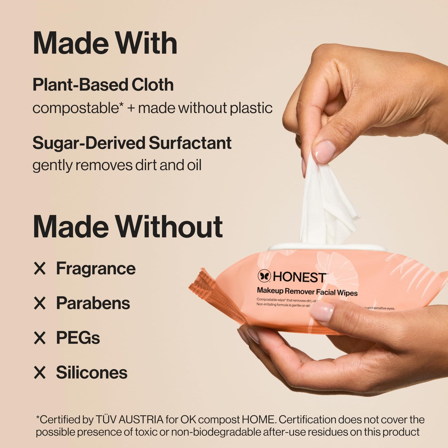 Honest Beauty Fragrance Free Cleansing Makeup Remover Facial Wipes | Plant Based, Hypoallergenic, Gentle for Sensitive Skin | 30 Count Beauty & Personal Care Honest Beauty