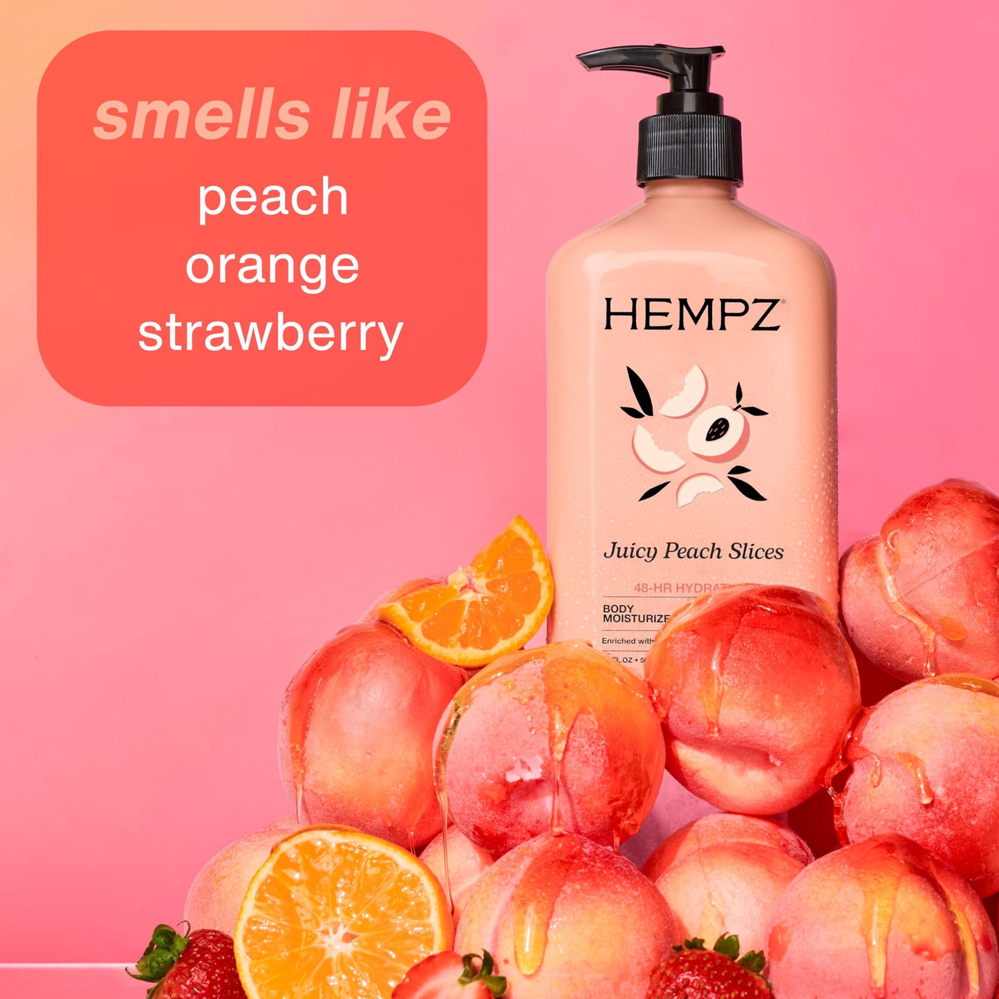 Hempz Juicy Peach Lotion, Natural Hemp Seed Oil Hydrating Body Moisturizer with Shea Butter, Peach Extract, and Aloe Vera Extract, 17 fl.oz. Beauty & Personal Care Hempz